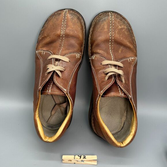 Dr. Martens Men\'s 11 Brown Leather Casual Oxfords Shoes Round Toe Lace Up
